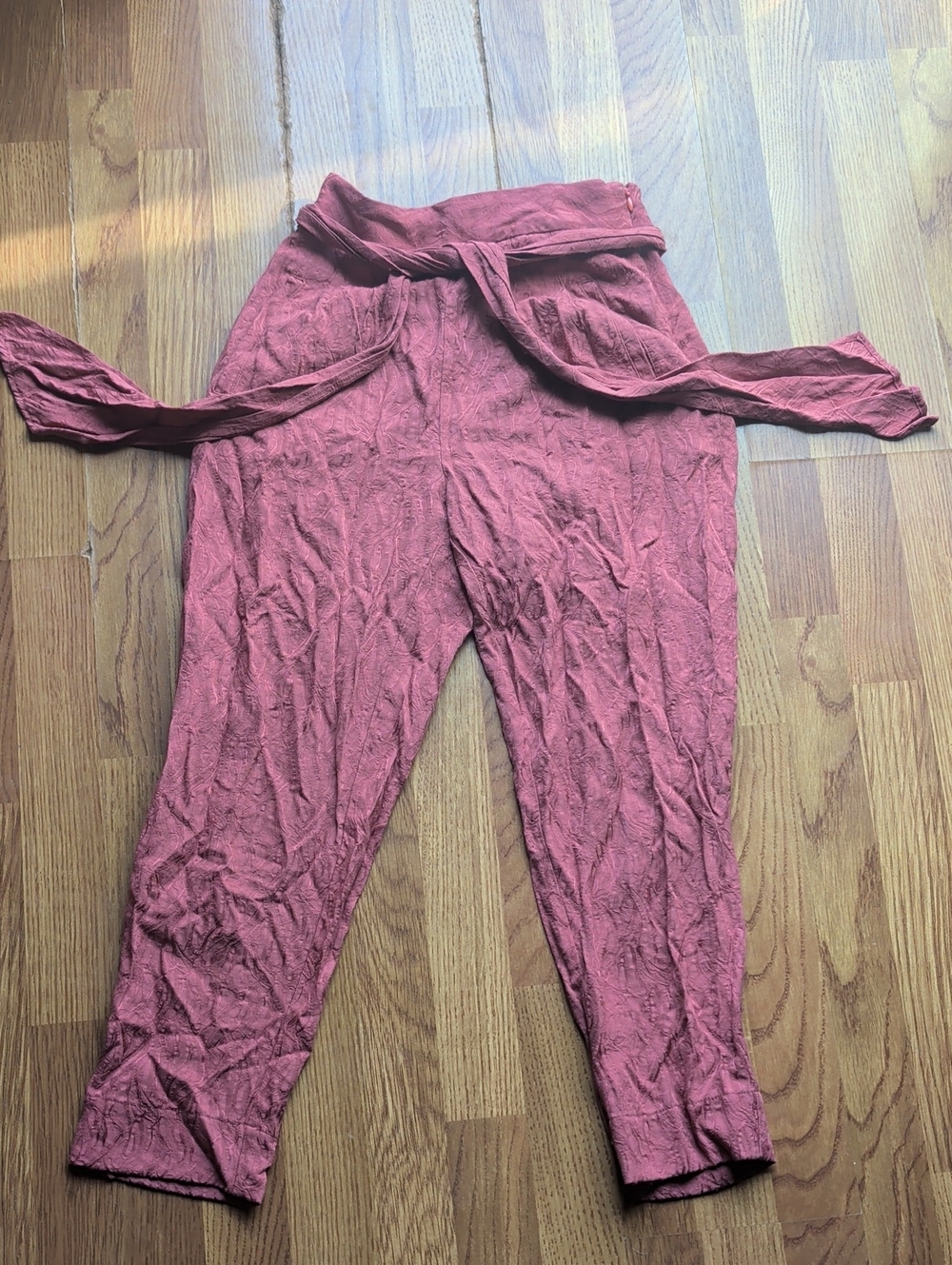Anthropologie Cropped Tie-Waist Pants - Rosewood